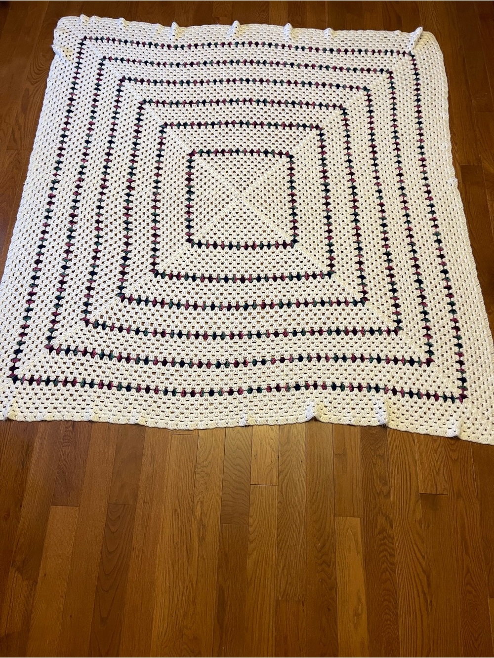 Vintage big crocheted blanket